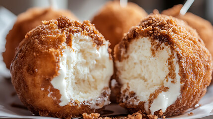 Poster - Deep-fried ice cream with a bite taken out