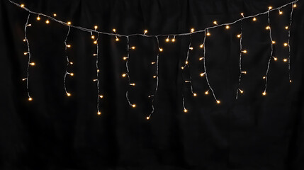 Poster - Light string lights decoration on black background with copy space area