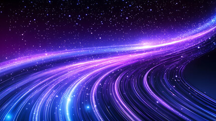 Leinwandbilder - Purple and blue background with stars, lines and glow effect