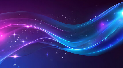 Leinwandbilder - Purple and blue background with stars, lines and glow effect