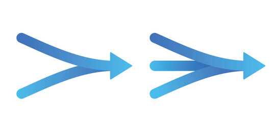 Canvas Print - two and three arrows merging icon set. clipart image isolated on white background.