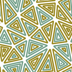 Poster - Minimal geometric background. Big triangles size. Multiple repeated inner triangles. Multicolored style. Repeatable pattern. Awesome vector tiles. Seamless vector illustration.