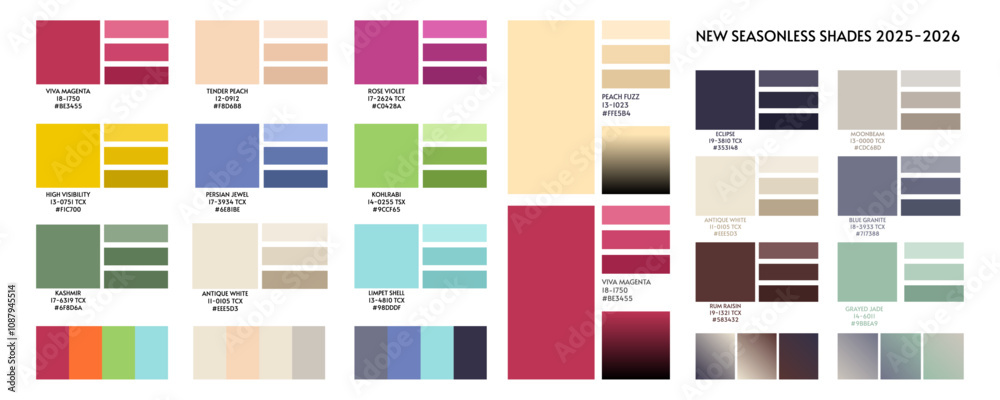 Fashion color trend Winter Spring 2025 2026. Color palette forecast of ...