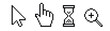 © dzm1try - Pixel mouse cursor icon set Clipart image isolated on white background.
