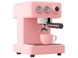 Pink Espresso Machine with Coffee Cup on Countertop