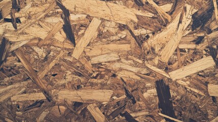 Wall Mural - Close-up of a textured OSB panel with wood chips, creating a rustic and natural background.