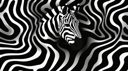 Poster - Abstract Monochrome Zebra Print Pattern with Wavy Lines for Textile Printing