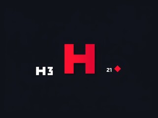 Poster - Minimalist H Logo Design, Simple H Shape, Business Logo, Flat Color Background, Rounded Square, Negative Space, Modern Icon