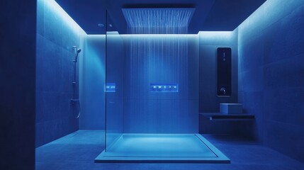Aufkleber - Experience luxury in this high-tech bathroom with a smart shower system and an intuitive touch panel for easy temperature adjustments. Generative AI