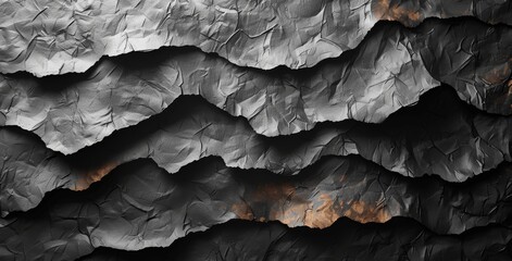 Poster - crumpled black paper texture background with space for text