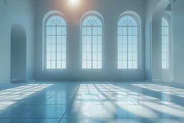 Aufkleber - Sunlit Window Shadows on White Wall Interior Overlay Effect