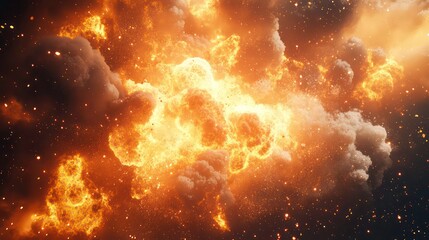 Wall Mural - dramatic and intense fiery explosion with scorching flames bursts of radiant energy and powerful for