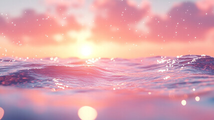 Wall Mural - mesmerizing view of ocean waves gently rolling under a starry night sky, with a dreamy blurred backg