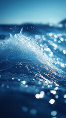 Wall Mural - mesmerizing view of ocean waves gently rolling under a starry night sky, with a dreamy blurred backg