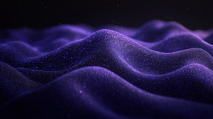 Poster - Ethereal Waves of Purple Light and Sparkles Captured in a Mystical Landscape, Creating an Enchanting Atmosphere for Abstract Concepts and Artistic Compositions