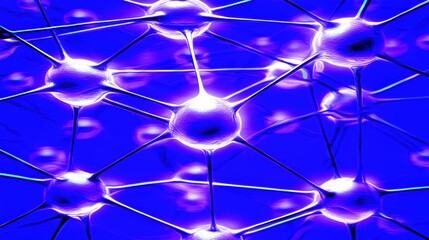 Poster - Abstract Representation of Connected Neurons Using Neon Colors Demonstrating Network Relationships in Digital Art Style for Science or Tech Projects