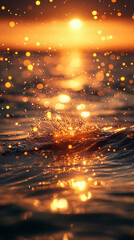 Wall Mural - mesmerizing view of ocean waves gently rolling under a starry night sky, with a dreamy blurred backg