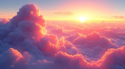 Wall Mural - Vibrant sunset above a sea of clouds. (1)