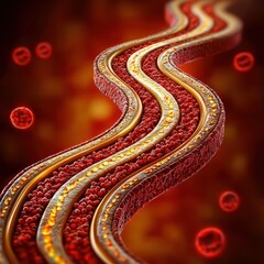 Poster - Visualization of Blood Flow in Human Vein Representing Circulatory System with Red Cells, Plasma, and Capillaries in a Detailed and Abstract Style