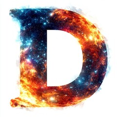 Fototapete - creative representation features letter D crafted cosmic infinity design includes vivid colors and starry motifs. artistic element stands plain white background.