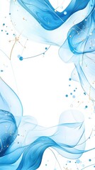 Poster - Elegant Blue Abstract Waves and Swirls on White Background with Gold Accents for Modern Design Purposes, Art, or Backgrounds with Fluid Shapes