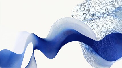 Poster - Abstract Blue Wave Pattern with Smooth Curves and Dots on a Light Background, Ideal for Modern Design, Technology, and Creative Projects
