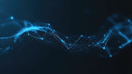 Poster - abstract digital network connections with glowing blue lines and particles on a dark background repr