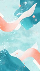 Poster - Abstract Colorful Background with Fluid Shapes and Textures, Blue and Coral Hues Making a Visually Engaging Composition for Creative Projects and Design Use