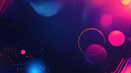 Poster - Abstract vibrant background design featuring colorful circles, geometric lines, and dynamic patterns ideal for creative projects or digital artworks