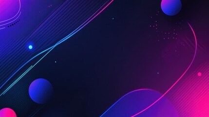 Poster - Abstract Background Design with Colorful Geometric Shapes and Curved Lines in Vibrant Pink, Blue and Black for Modern Digital Art and Creative Projects