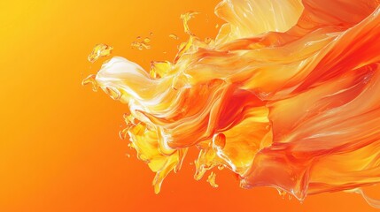 Poster - Vibrant Abstract Fluid Motion with Orange and Yellow Swirls Creating a Dynamic Blend of Colors Against a Warm Radiant Background