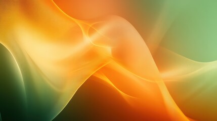 Wall Mural - Abstract Flowing Waves in Warm Tones of Orange, Yellow, and Green Creating a Soft and Ethereal Background for Design and Creative Projects