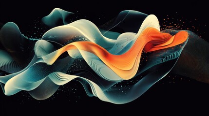 Poster - Abstract Flowing Waves of Colorful Light in a Dark Background Creating a Stunning Visual Contrast and Dynamic Energy for Modern Design Projects and Artistic Inspirations