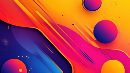 Poster - Vibrant Abstract Background with Colorful Waves and Geometric Shapes for Modern Designs and Creative Projects