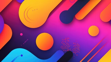 Poster - Abstract Colorful Background with Geometric Shapes in Vibrant Gradient Shades of Orange, Pink, Purple, and Blue for Creative Designs and Artwork
