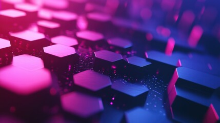 Poster - Abstract Digital Background with Hexagonal Shapes and Colorful Gradient Lighting Ideal for Technology and Futuristic Themes in Modern Design Projects