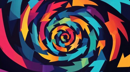 Poster - An intricate spiral of multicolored arrows, symbolizing direction, creativity, and dynamism in a visually captivating abstract design.