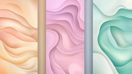 Poster - Abstract Fluid Shapes in Warm and Cool Tones with Soft Gradients for Use in Digital Design, Backgrounds, and Artwork Creation