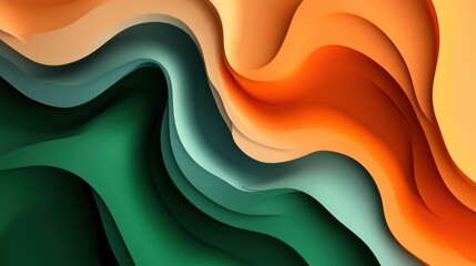 Poster - Abstract Waves of Orange, Green, and Yellow Gradients Creating a Dynamic Flow Design for Modern Backgrounds or Artistic Projects