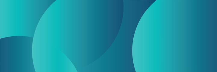 Wall Mural - blue abstract vector long banner. business minimal gradient background with circles and copy space f