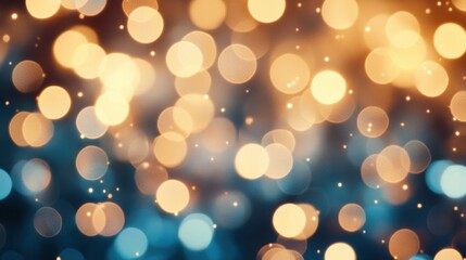 Poster - Enchanting bokeh lights in blue and gold fill the space with a sparkling glow, perfect for evening festivities and gatherings