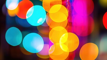 Poster - Bokeh lights blur beautifully in a mix of colors, adding excitement to the lively night atmosphere in an urban setting