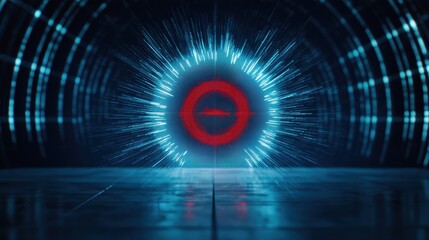 Poster - Futuristic Abstract Background Featuring Glowing Circular Patterns and Dynamic Light Waves, Ideal for Technology, Digital Art, and Sci-Fi Themes