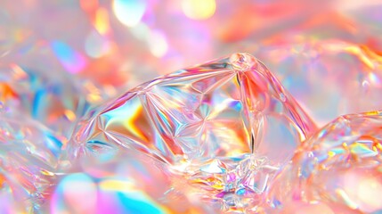 Poster - A close-up view reveals vibrant holographic foil textures glistening with shifting colors and intricate details, creating a captivating effect