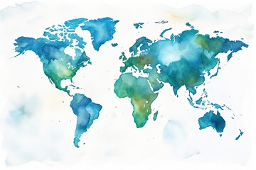 Naklejka na meble Abstract watercolor illustration like as stylized world map in an aquarelle graphic art.