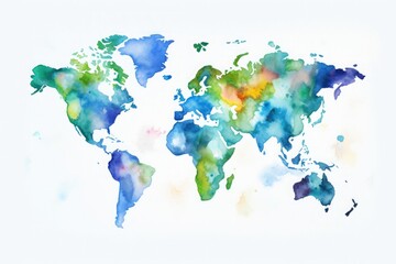 Naklejka na meble Abstract watercolor illustration like as stylized world map in an aquarelle graphic art.