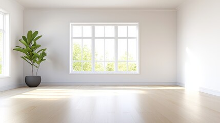 Poster - Unfurnished master suite in a vacant home, featuring a large bay window and neutral color palette.