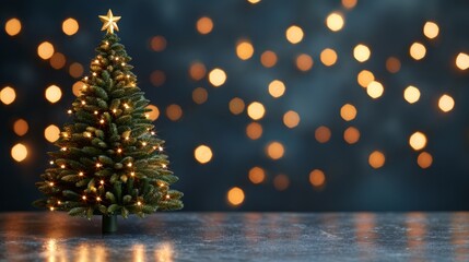 Wall Mural - a festive christmas tree adorned with lights.
