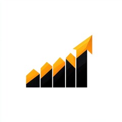 Poster - An abstract illustration of a rising graph with orange and black elements, symbolizing growth and success.