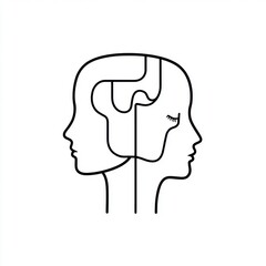 Poster - Abstract illustration of two faces in profile, creating a sense of connection and introspection.